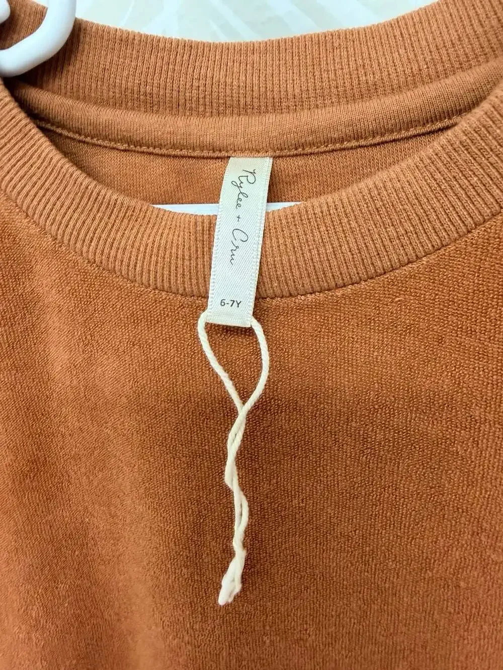 Rylee + Cru Terracotta Terry Sweatshirt with Rainbow Embroidery Size 6-7Y